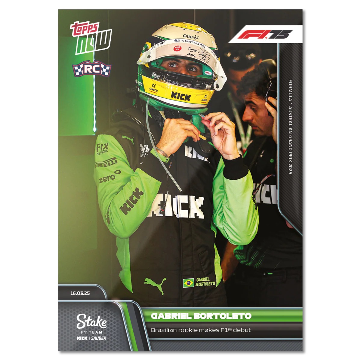 3b8e1146bc18ca716de12f0683ef36d34d26e727_artf1_16c2s_25tn_0016.png Gabriel Bortoleto - Topps Now F1 2025 #16 - Image 1