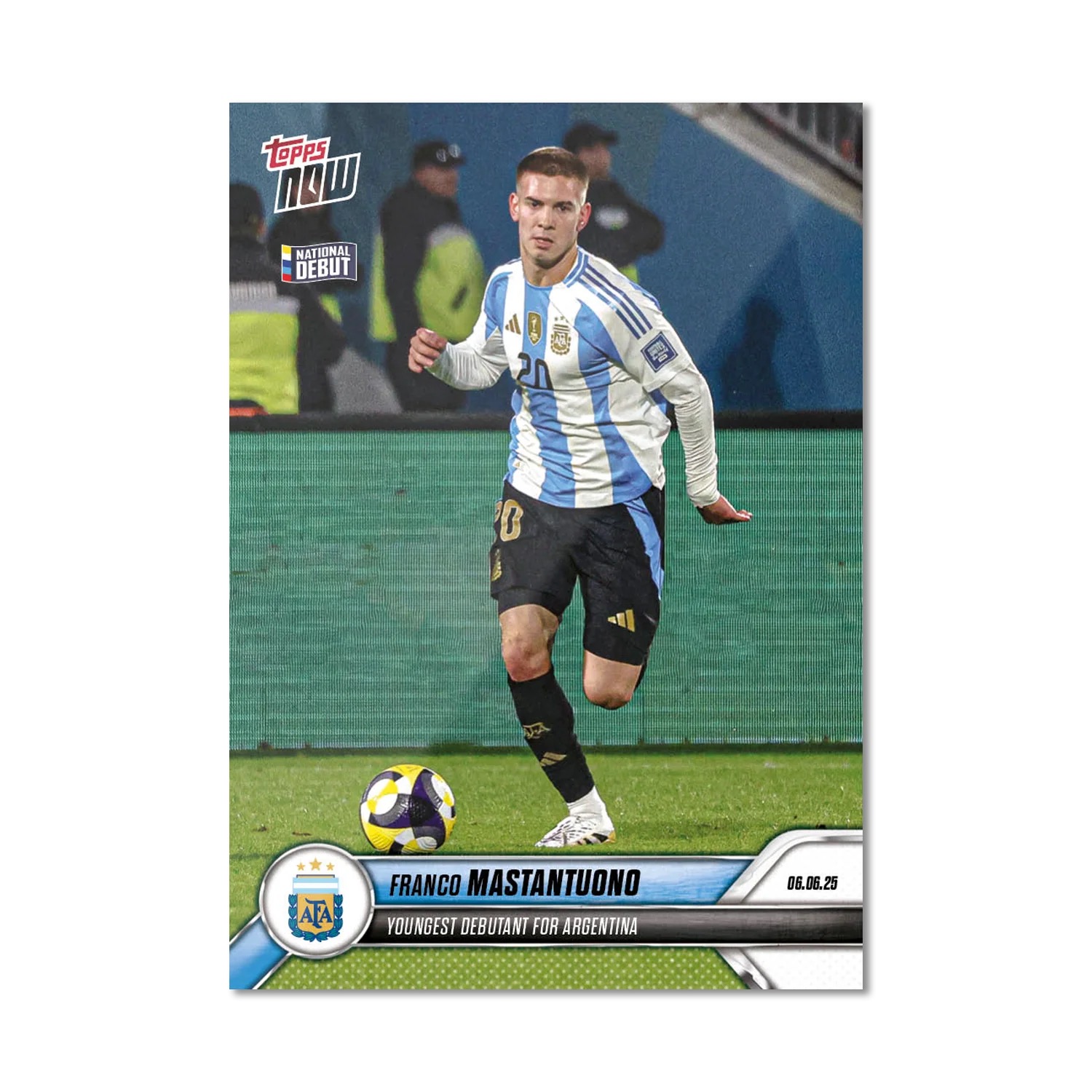 871261a073223ea84e30cd862997a72992f78492_ARTARG_16C2S_25TN_001.png Franco Mastantuono - Topps Now Argentina 2024-25 #1 - Image 1